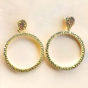 Tuttle Pattern, Round Hoop Dangle Earrings